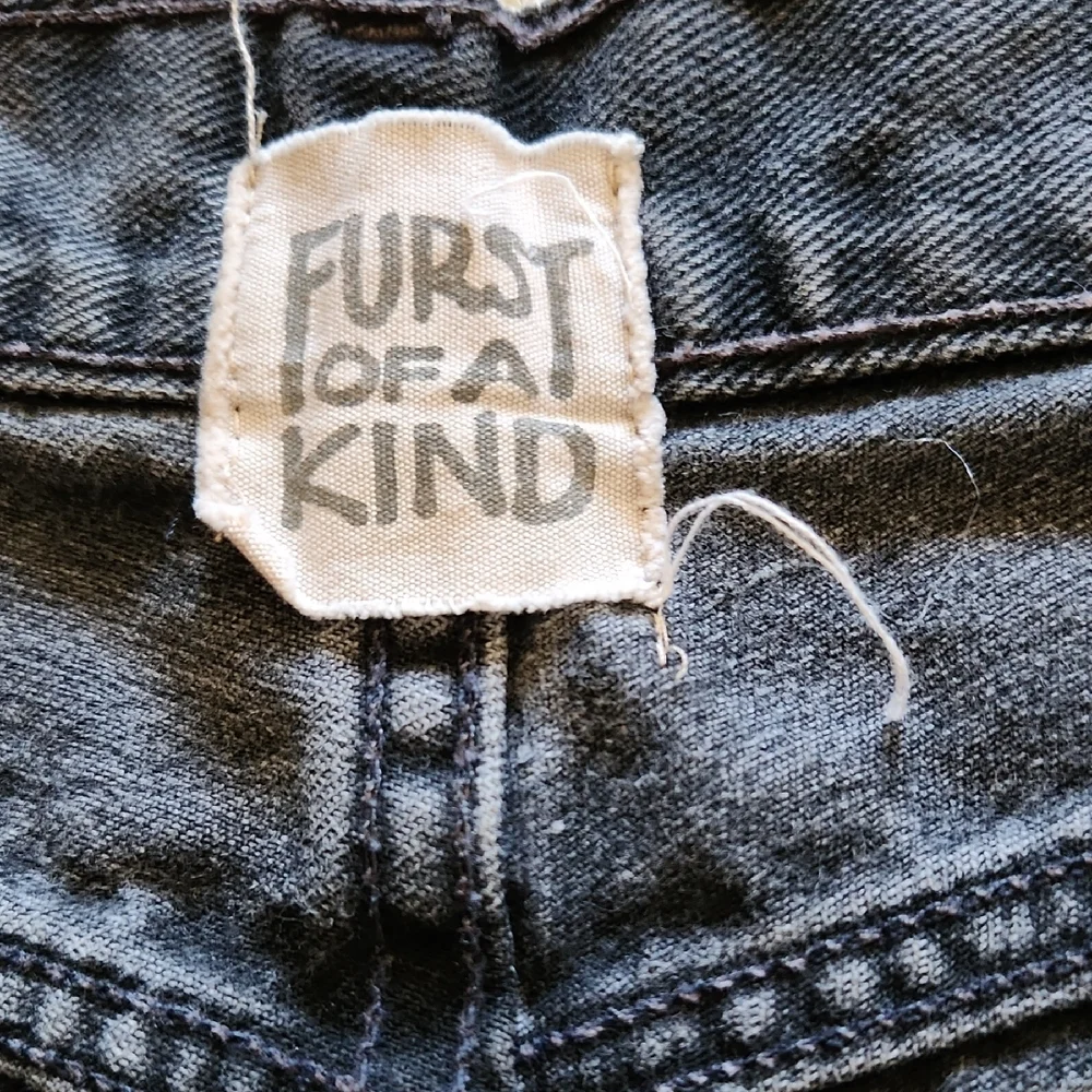 Furst of a Kind Reworked Levi's Dark Denim Distressed Shorts Mesh Sides Sz M